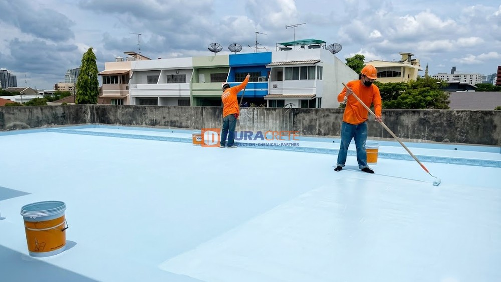 กันซึม, กันซึมดาดฟ้า, กันซึมหลังคา, หลังคารั่วซึม, ระบบกันซึม, waterproof, polyurethane waterproofing, DURASEAL 600, ซ่อมดาดฟ้า, ซ่อมหลังคา,